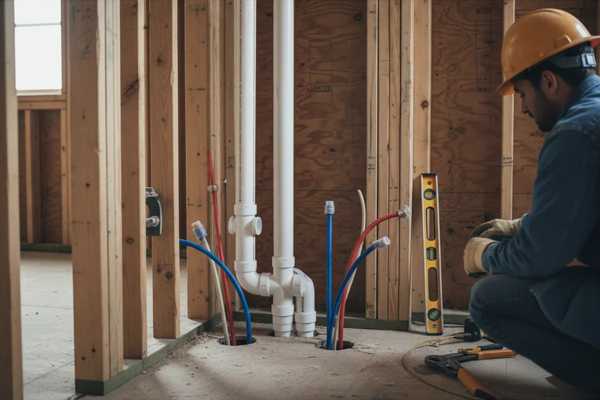 Drain and supply rough-in during Leak Detection in London